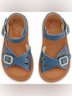 Young Soles Pearl Sandal Ocean Blue Leather Unisex Sandals | EU 23 US 7